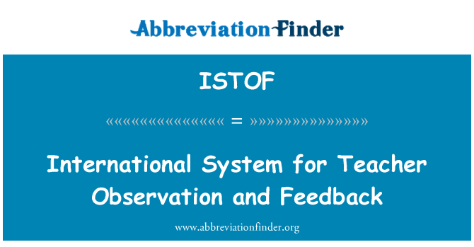 ISTOF: 교사 관찰 및 피드백에 대 한 국제 시스템