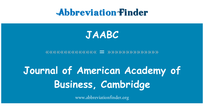 JAABC: Giornale dell'Accademia americana di Business, Cambridge