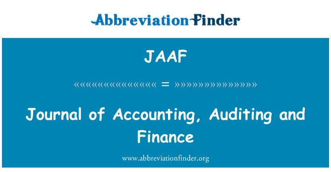 JAAF: Journal of Accounting, Auditing and Finance