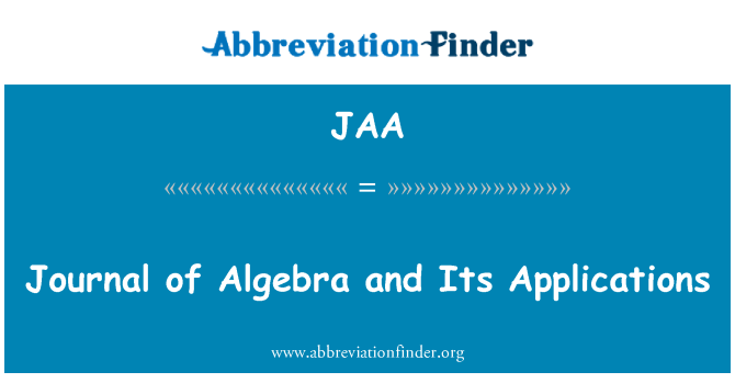 JAA: Giornale di Algebra e sue applicazioni