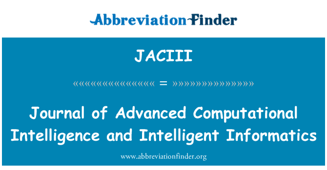 JACIII: Diário de inteligência computacional avançada e informática inteligente