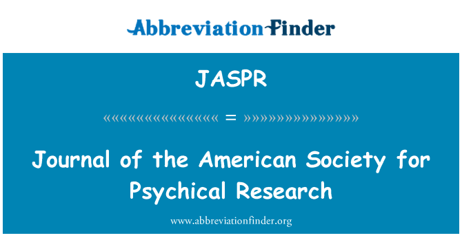 JASPR: Psychical 연구에 대 한 미국 사회의 저널