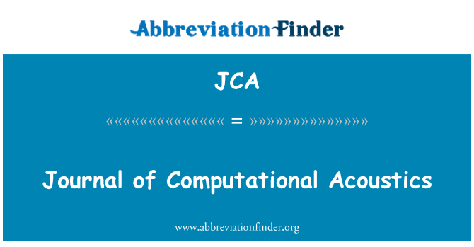 JCA: 計算音響学のジャーナル