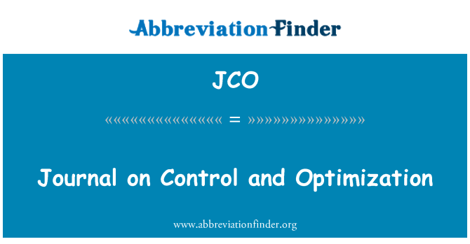 JCO: Žurnāls par kontroli un optimizāciju