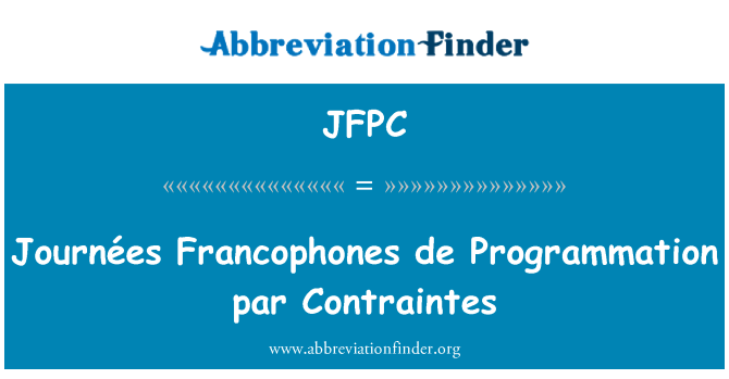 JFPC: Journées Francophones de συζητούν par Contraintes