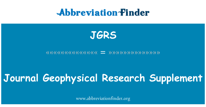 JGRS: Supplemento Geophysical Research Journal