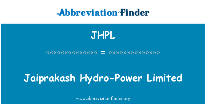 JHPL: Jaiprakash ไฮโดรเพาเวอร์ จำกัด