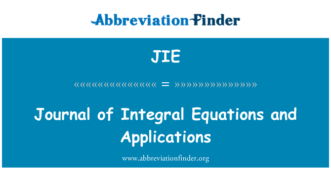 JIE: Journal of Integral Equations and Applications