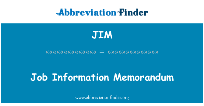 JIM: Werk informatie Memorandum