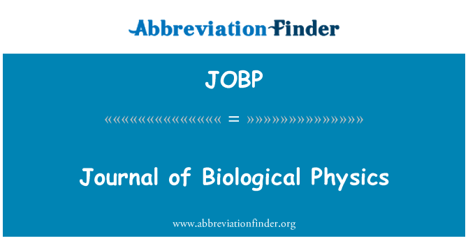JOBP: Tidsskrift for biologiske fysikk