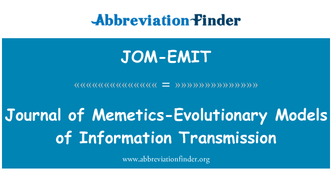 JOM-EMIT: Deník Memetika evoluční modely přenosu informací