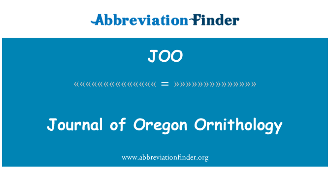 JOO: Journal of Ornithology Oregon