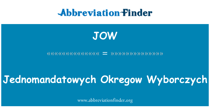 JOW: Jednomandatowych Okregow Wyborczych