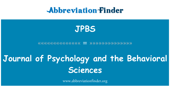 JPBS: Časopis psychologie a behaviorální vědy