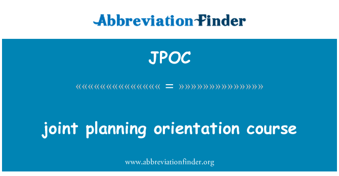 JPOC: مشترکہ منصوبہ بندی سمت بندی کورس