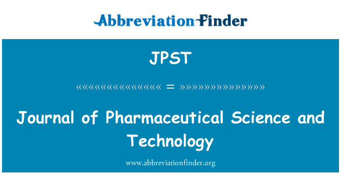 JPST: יומן התרופות למדע וטכנולוגיה