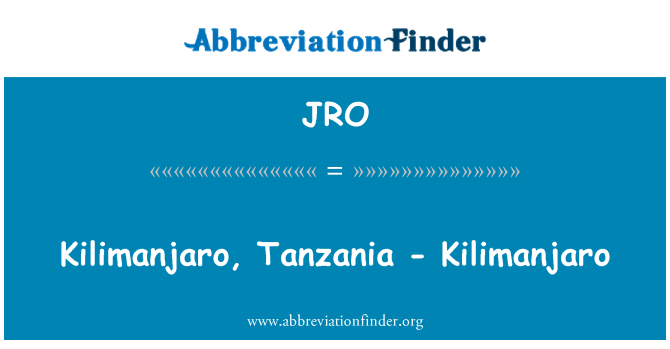 JRO: किलिमंजारो, तंज़ानिया - किलिमंजारो