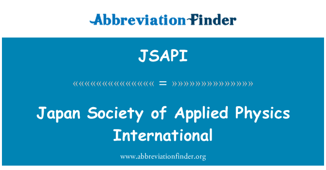 JSAPI: Japan Society of Applied Physics International