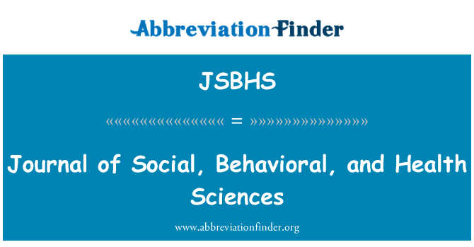 JSBHS: 社會、 行為，雜誌和健康科學