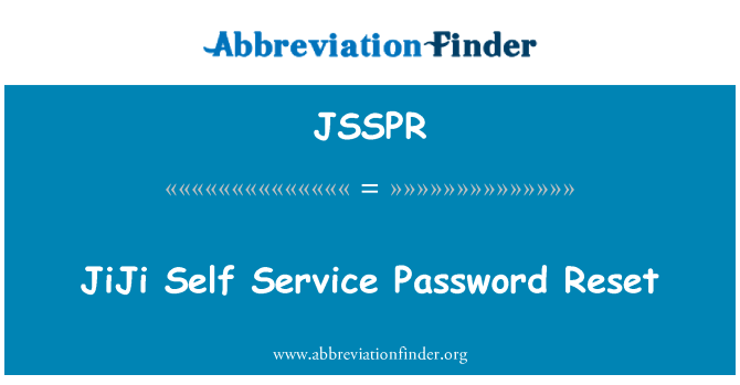 JSSPR: Restablecimiento de contraseña de servicio de uno mismo JiJi