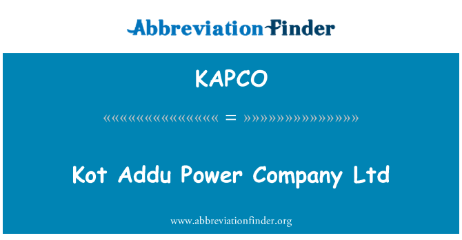 KAPCO: Kot Addu Power Company Ltd