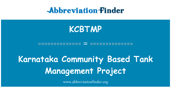 KCBTMP: Karnataka Community Based Tank Management Project