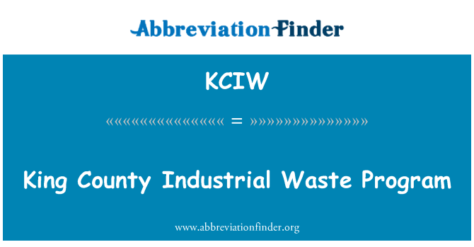 KCIW: King megye ipari hulladék Program