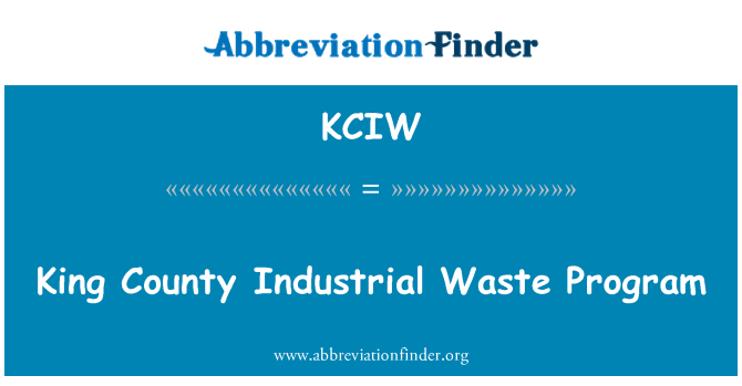 KCIW: King County industriale dei rifiuti programma