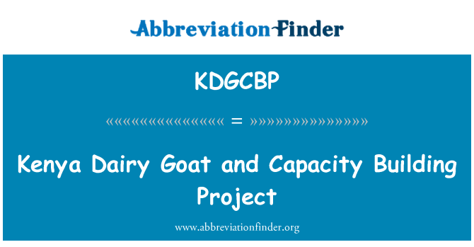 KDGCBP: Cabra leiteira Quênia e projeto de capacitação
