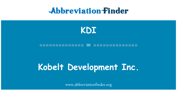 KDI: Kobelt Development Inc