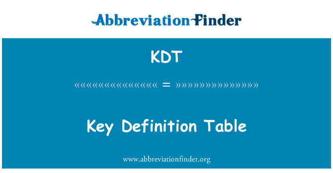 KDT: تعریف کلید جدول