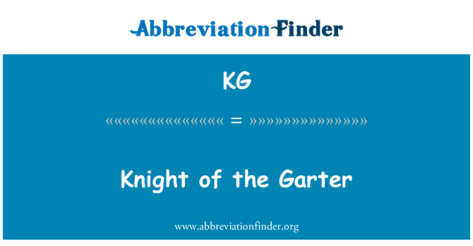 KG: Knight of the Garter