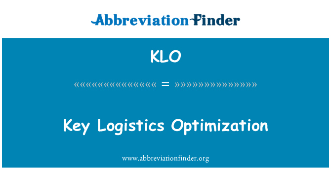 KLO: Galvenie loģistikas optimizācija