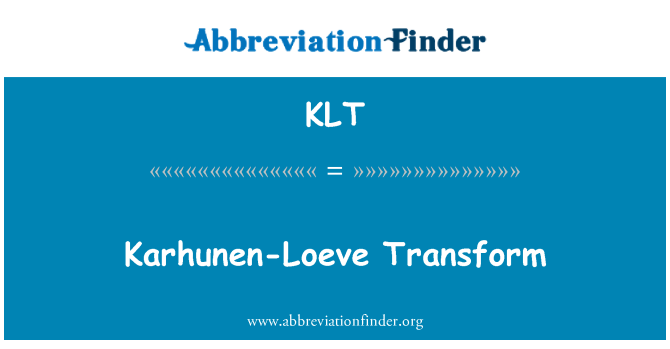 KLT: Karhunen-Loeve transformace