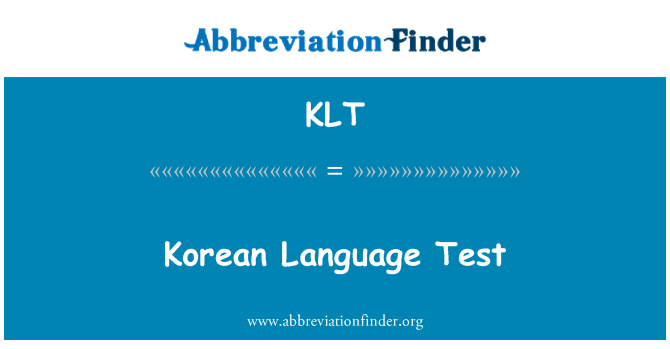 KLT: Korean Language Test