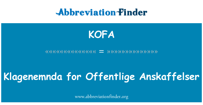 KOFA: Klagenemnda för Offentlige Anskaffelser