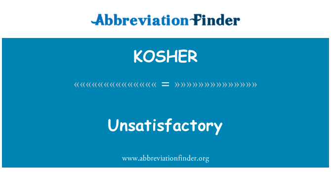 KOSHER: Neuspokojivé