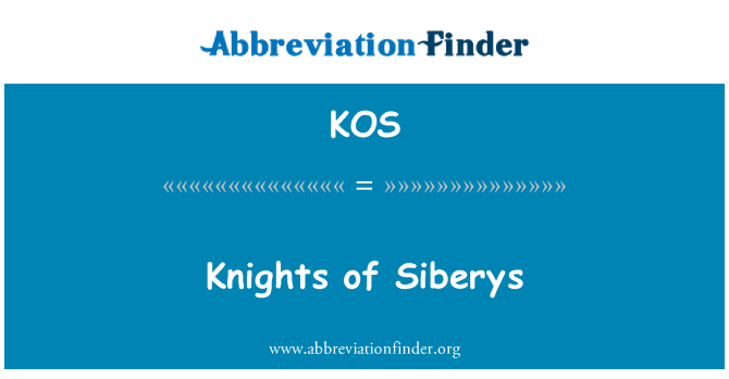 KOS: Chevaliers de Siberys