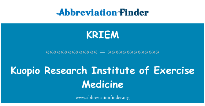 KRIEM: Kuopio Research Institute of Medicine de l'exercice