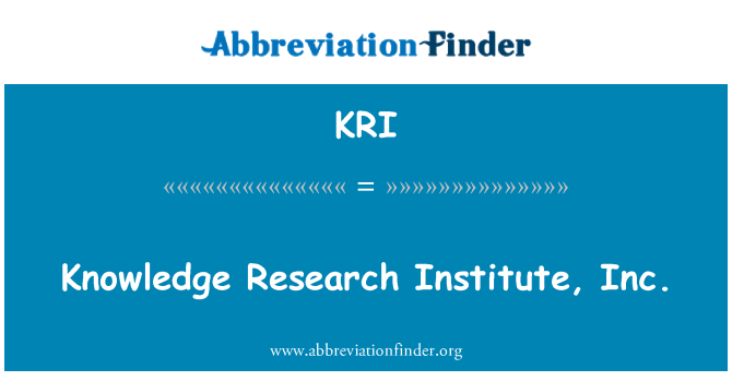 KRI: Kunskap Research Institute, Inc.