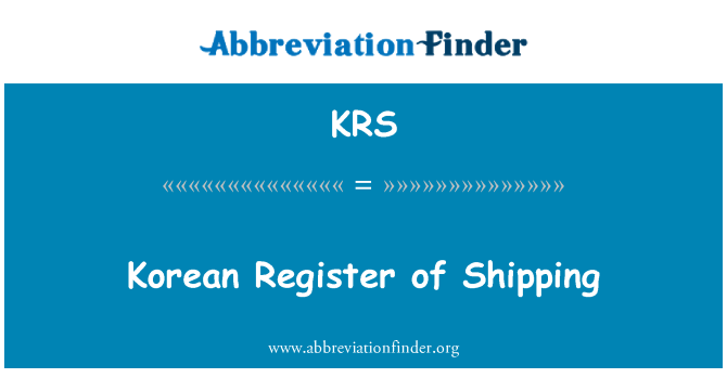 KRS: Koreaanse Register of Shipping