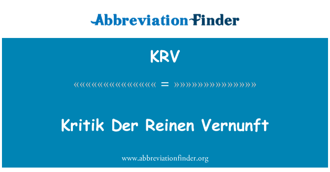 KRV: Kritik Der Reinen osvojila naslov