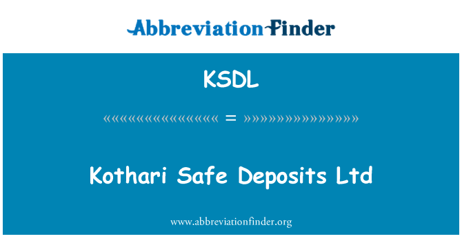 KSDL: Kothari sans Dépôts Ltd