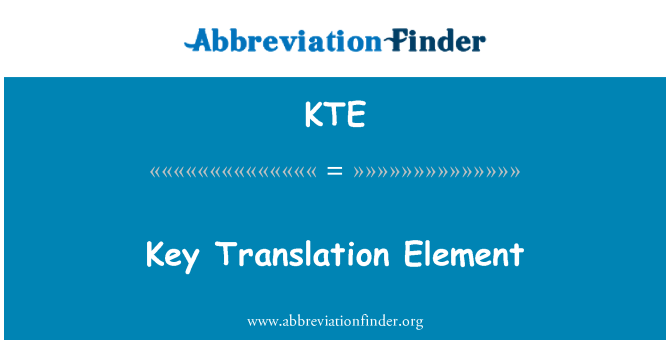 KTE: Элемент ключа перевода