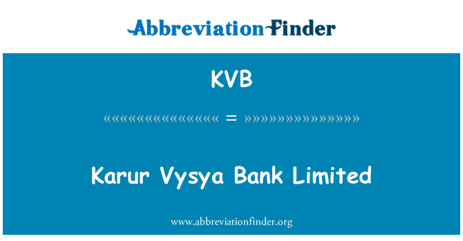 KVB: Karur Vysya Bank Limited