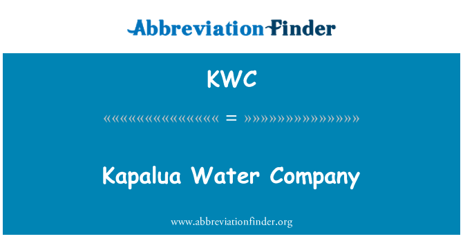 KWC: Kapalua su şirketi