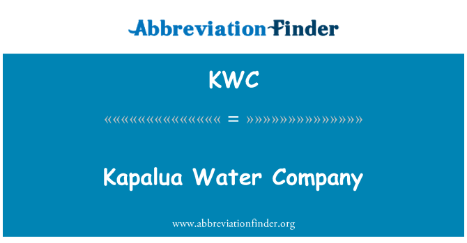 KWC: Compania de apa Kapalua