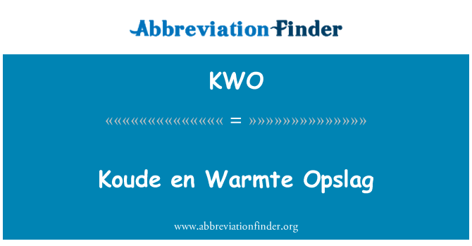 KWO: Koude tr Warmte Opslag