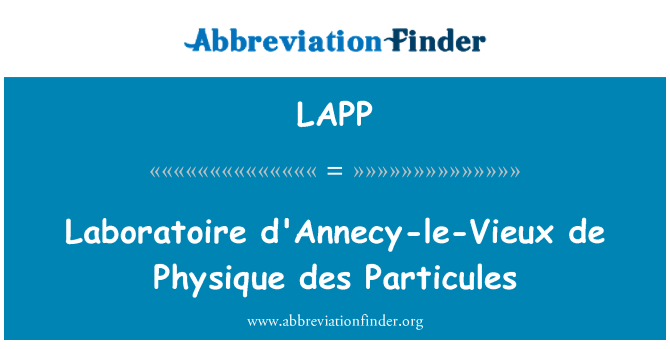 LAPP: Laboratoire דה ד'אנסי-לה-באוקס גוף des Particules