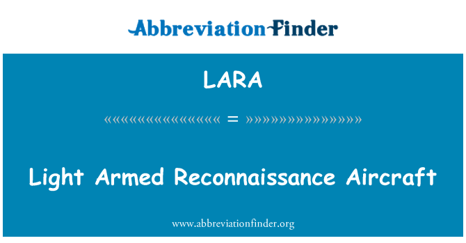LARA: Avion léger de Reconnaissance armé